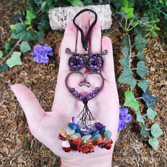 Handmade Amethyst Crystal Owl Décor #73 - Picture 2 of 2